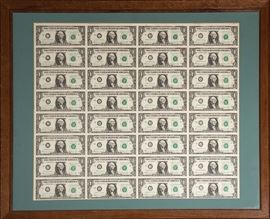 Uncut Sheet Dollar Bills