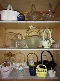 Glass and ceramic basket collection. 