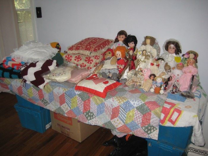 Many dolls including vintage large dolls  (remain available at end of business 8-24-18). 