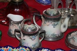 11 piece moriage black dragon tea set