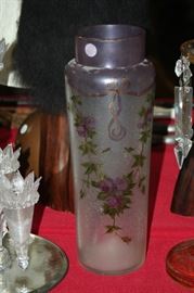 16 inch Mont Joye enameled art glass vase