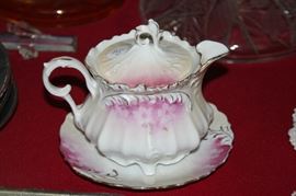 R.S. Prussia syrup pitcher with underplate