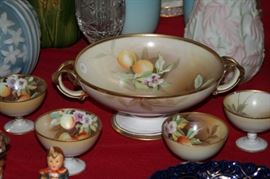 hand painted Nippon 2 handled ice cream bowl with sherberts