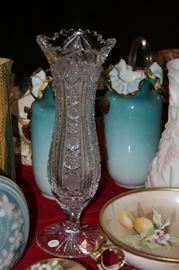 14 inch American Brilliant cut glass vase