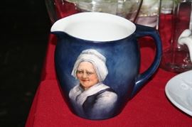 hand painted portrait milk pitcher