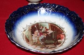 Austrian bowl with flow blue border