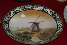 arts & crafts hand painted windmill scene Nippon cabinet plate