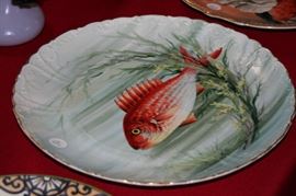 hand painted Limoges fish plate
