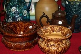 Bennington glazed yelloware cuspidors