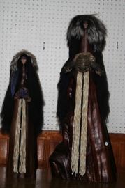 Native American cypress figures of Shaman 28" & 37"
