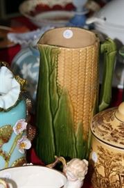 majolica corn pitcher