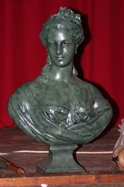 29" patinated cast iron bust
