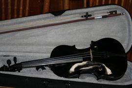 black violin with case and bow