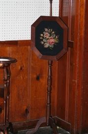 mahogany needlepoint pole screen