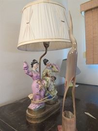 Vintage Figural Lamps, Asian Arts Decor