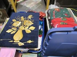 Holiday linens, towel sets , wall art, vintage posters