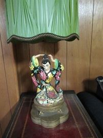 Asian art decor, figural lamps, mid century modern lamps