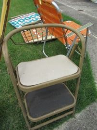 Lawn chairs, step stools, ladders