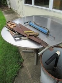 Vintage and antique saws ,tools ,rusty gold , 80s bike pump