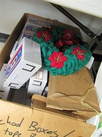 Tape / Pencil Boxes , Wreathes ..... be sure to look under the tables!