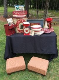 2 Footstools, Coffee Percolator, and Decor                 http://www.ctonlineauctions.com/detail.asp?id=749916