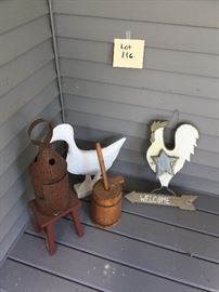  Chicken Sign, Lantern, Stool, Goose, Butter Churn        http://www.ctonlineauctions.com/detail.asp?id=750002