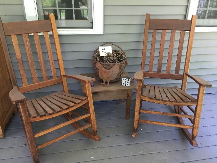 2 Slat Back Rockers and Decor       http://www.ctonlineauctions.com/detail.asp?id=750012