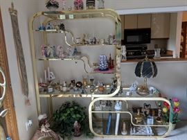 $50  Gold and glass display shelf unit
