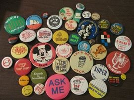 Vintage novelty and political buttons