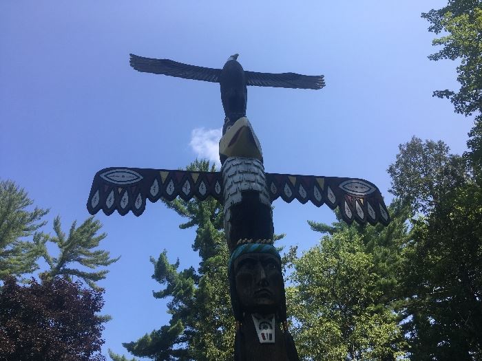 One of a kind amazing totem pole, made in Northern Michigan. Folds down for maintenance. Bring a trailer and haul this beauty to your own dream home!