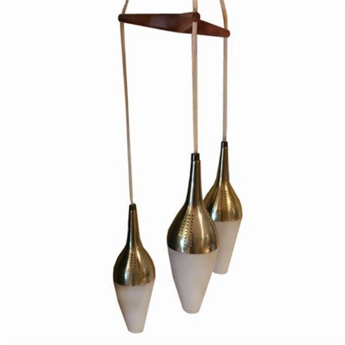 Mid-Century Modern Danish Teak Pendant Chandelier