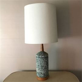 Mid-Century Gravel and Walnut Lamp