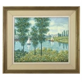 Country Landscape Oil, Artist Signed Cliff