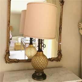 Mid-Century Amber Glass Occasional Lamp