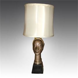 Vintage Tribal Womans Head Occasional Table Lamp