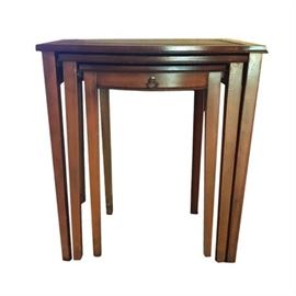 Vintage Leather Top Nesting Tables