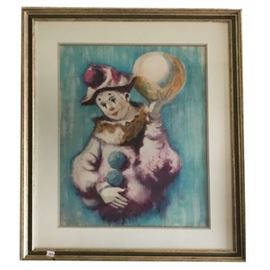 Alfieri Lithograph "Clown With Ball"
