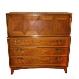 Mid-Century Red Lion Men's Parquet Front Dresser