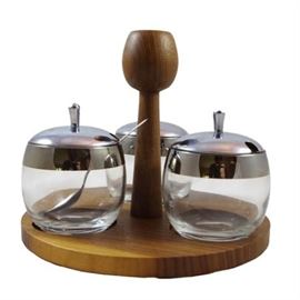 Vintage Walnut Condiment Caddy