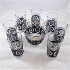 Vintage Libbey Partytime Ice bucket and Highball Glasses