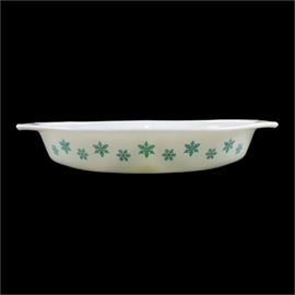 Vintage Pyrex Aqua Snowflake" Divided Casserole