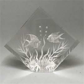 Vintage Acrylic Block Paperweight