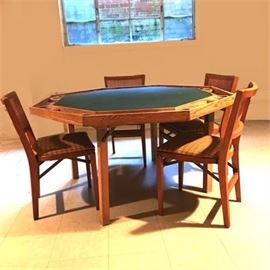 Collapsible Poker Game Table with Folding Chairs