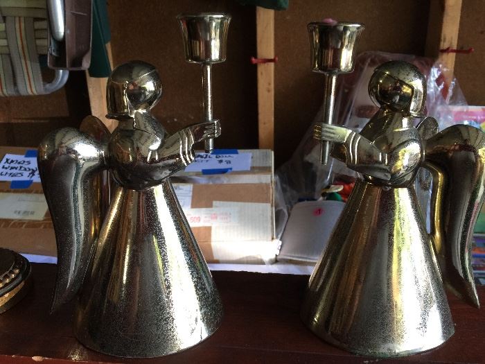 1950s angel candlestick holders