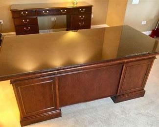 Thomasville Cherrywood executive desk includes keys to lock
Measures  72” w x 36” Dx 31” h
