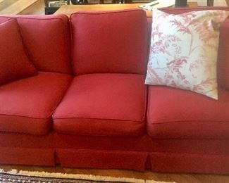 Burgundy reupholstered Sofa Couch