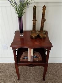 Side Tables, Brass items. 