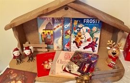 Vintage children’s Christmas books and decor