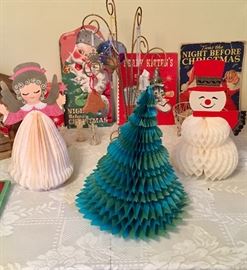 Vintage Christmas decor and books