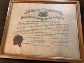  William McKinley appoints postmaster of Portland Michigan 1899 signed by William McKinley 
